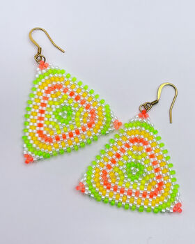 Hand Woven Disco Neon Miyuki Beads Earrings, 5 of 10