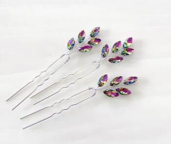 ‘Aria’ Rainbow Crystal Hair Pins, 2 of 3