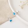 Sterling Silver Blue Opal Heart Stud Earrings – October Birthstone Jewellery, thumbnail 4 of 4