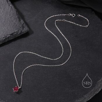 Tiny Genuine Raw Ruby Crystal Oval Pendant Necklace, 7 of 10