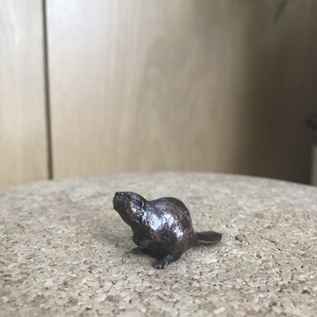 Miniature Bronze Beaver Sculpture, 8th Anniversary Gift, 4 of 9