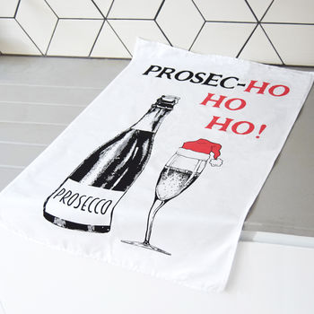 'Prosechohoho' Prosecco Christmas Tea Towel, 2 of 4