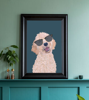 Custom Pet Portrait Wearing Glasses Personalised Dog Cat Gift, 8 of 12