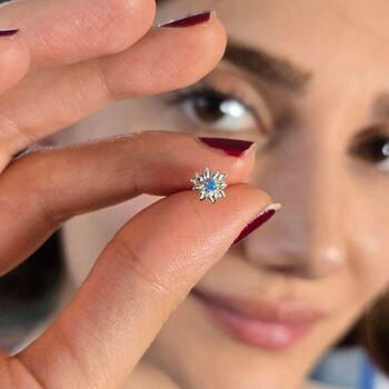 Turquoise December Holly Sterling Silver Stud Earrings, 2 of 5