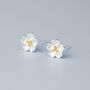 Sterling Silver Sakura Flower Stud Earrings, thumbnail 3 of 6