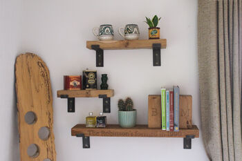 Handmade Solid Oak Shelf With Bent Iron Brackets, 2 of 8