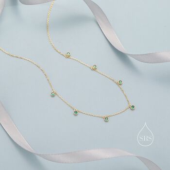 Emerald Green Or Clear Cz Dangle Necklace, 6 of 12
