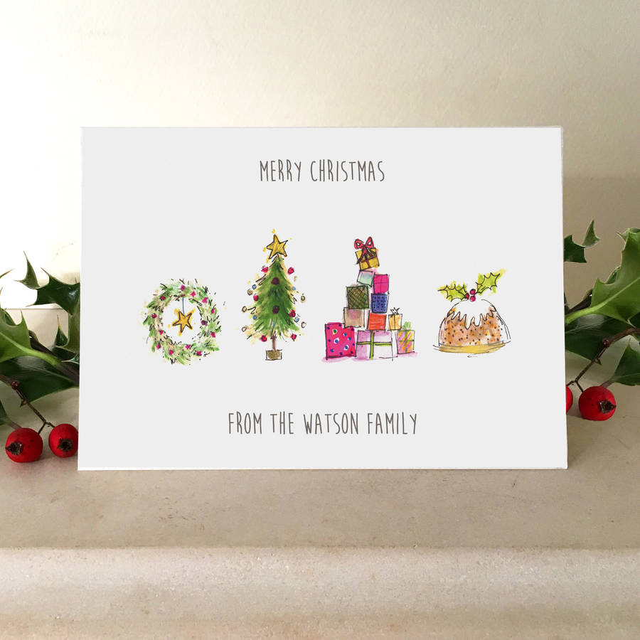 Personalised illustrated family christmas cards by 