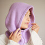 Rib Knit Fine Angora Wool Hooded Hat Snood With Pull Strings, thumbnail 5 of 8