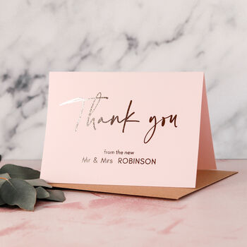 Personalised Mr And Mrs Wedding Thank You Note Cards, 5 of 9