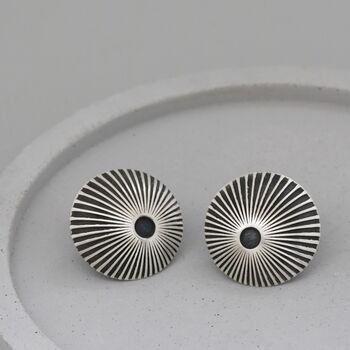 Black And Silver Earrings. Geometric Studs, 9 of 12