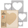 Reusable Plastic Stencils Five Pcs Heart With Brushes, thumbnail 2 of 5