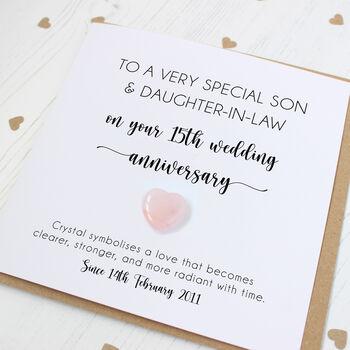 Personalised 15th Anniversary Card With Crystal Heart, 4 of 8