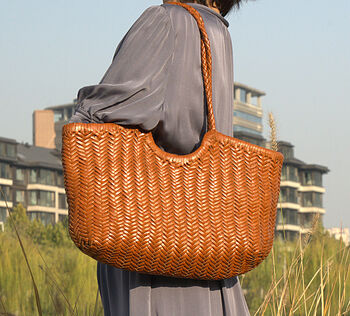 Hand Woven Genuine Leather Shopping Bag, 12 of 12
