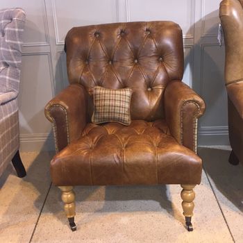 Imperial Buttoned Armchair Vintage Leather Or Tweed, 4 of 12