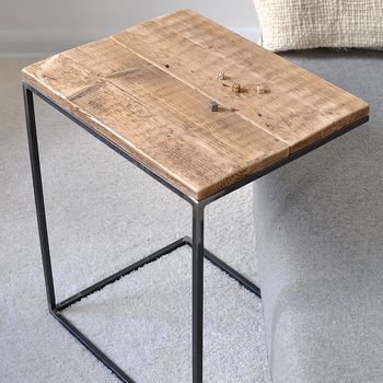 Reclaimed Wood And Steel Side Table, 2 of 3