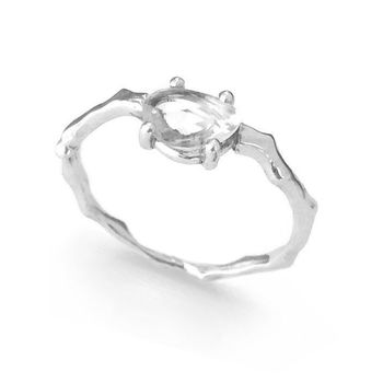 Rose Cut White Sapphire Twig Engagement Ring, 7 of 7