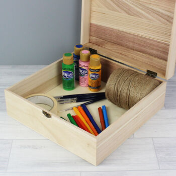 Personalised Wooden Sewing Box Or Craft, Art Box, 3 of 4