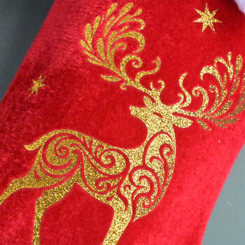 Personalised Red Christmas Stocking With Reindeer, 3 of 3
