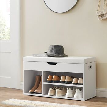 Shoe Bench With Cushion Hidden Storage Shelves, 2 of 12