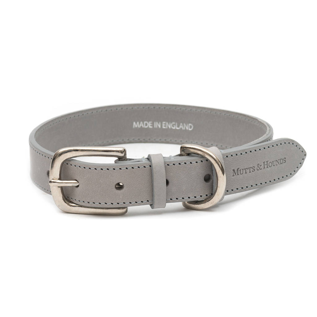 Grey Leather Dog Collar And Lead By Mutts & Hounds | notonthehighstreet.com