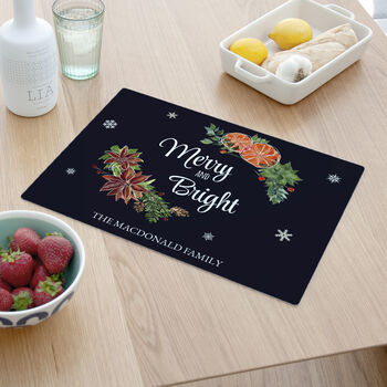 Personalised Christmas Floral Glass Worktop Saver, 3 of 5