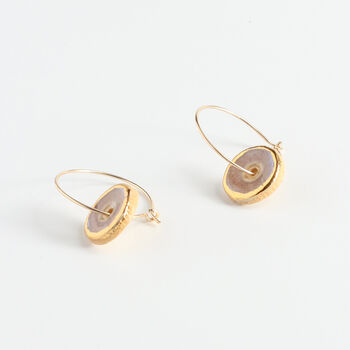Ceramic, Glass And Gold Pale Pink Hoop Earrings, 2 of 6