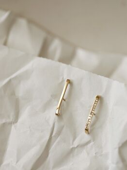 14 K Gold Plated Small Bar Stud Earrings, 2 of 5