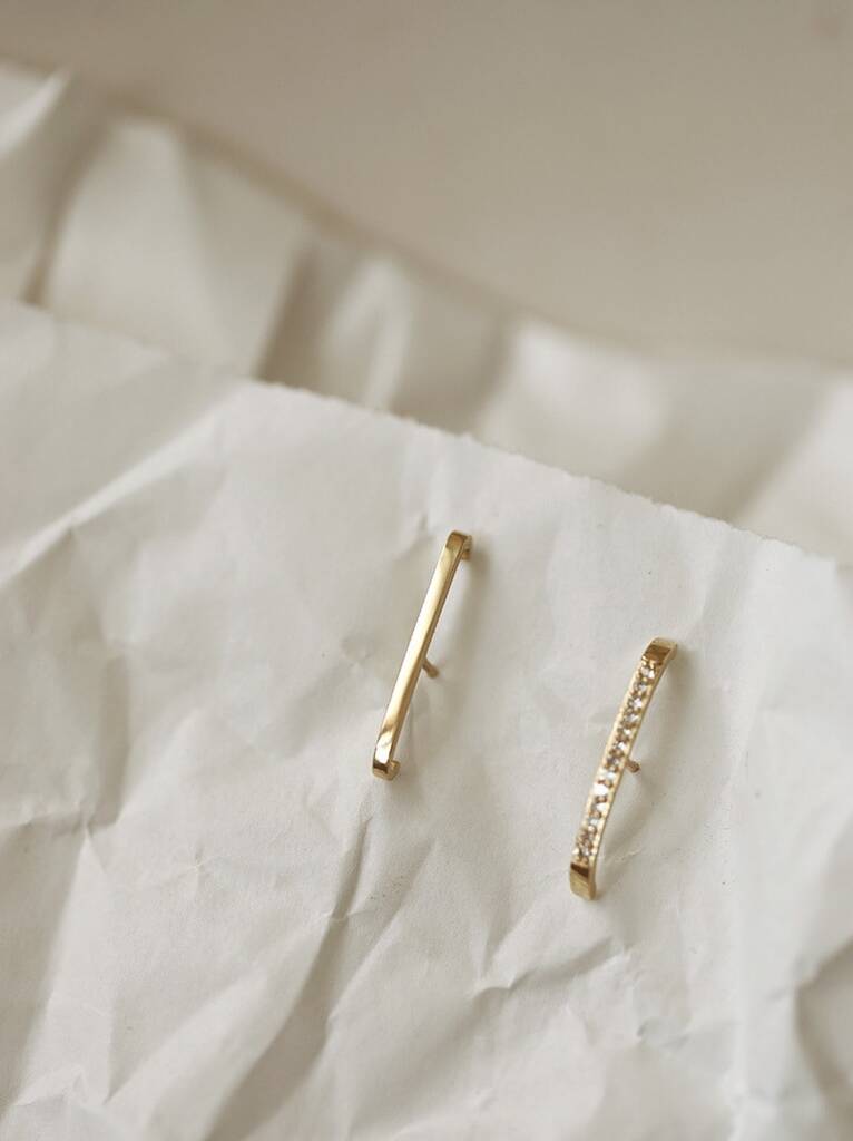 Small bar earrings on sale gold