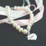 Personalised Pearl Heart Charm Bracelet, thumbnail 3 of 4