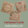 Embroidered Christmas Wreath Card Kit – Set Of Three Or Six With Envelopes, Hand Embroidery, thumbnail 1 of 7