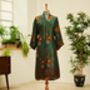 Emerald Silk Blend Kimono Dressing Gown, thumbnail 5 of 5