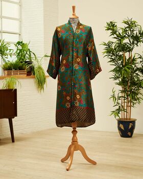 Emerald Silk Blend Kimono Dressing Gown, 5 of 5