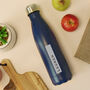 Personalised Rectangle Navy Metal Insulated Drinks Bottle, thumbnail 2 of 6