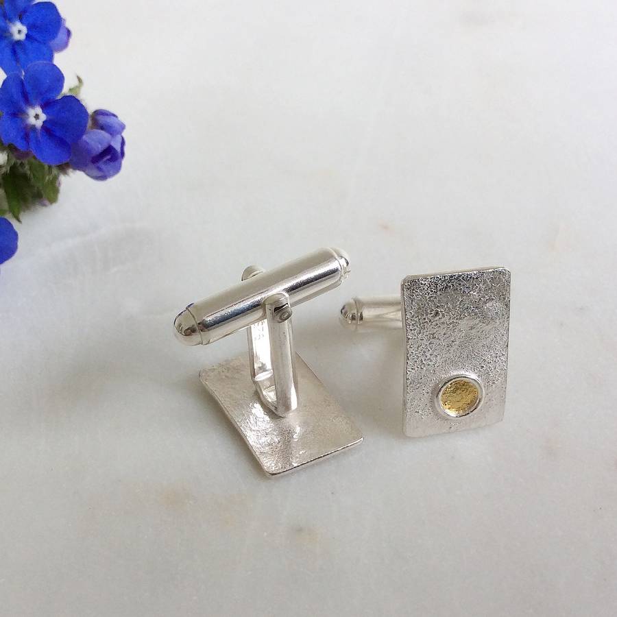 Silver And Gold Rectangle Cufflinks By Laura Creer | notonthehighstreet.com