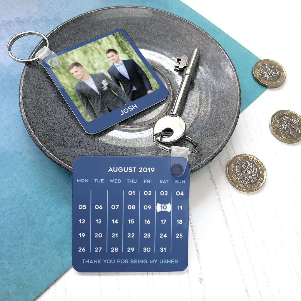 Image of Personalised 'Thank You' Best Man Photo Keyring