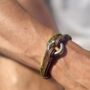 Antique Brown And Vintage Grey Leather Urn Bracelet For Ashes, thumbnail 3 of 12
