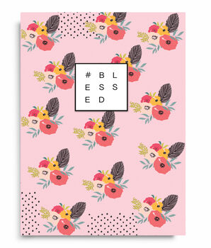 Pink Floral Patterned Blessed Notebook A5, 2 of 3