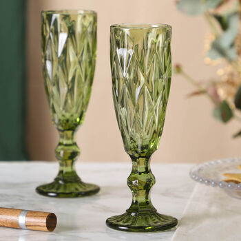 Green Diamond Elegant Champagne Flutes, 4 of 9