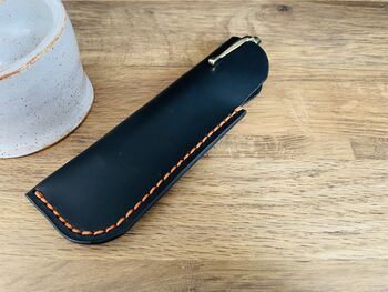 Matt Black Leather Pen Sleeve, Pen Case, 6 of 7