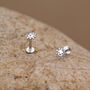 Sterling Silver Cute Sun Stud Earrings 16 G Flat Back Labret, thumbnail 1 of 10