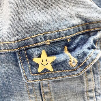 Gold Star Smiley Face Enamel Pin And Card | Well Done Child Gift | Exam Results Reward, 5 of 10