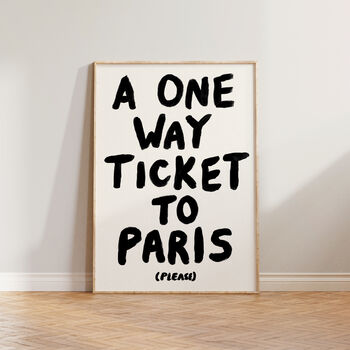 A One Way Ticket To Paris Hand Painted Print, 2 of 9