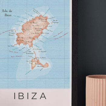 Framed And Personalised Ibiza Map Print, 5 of 7
