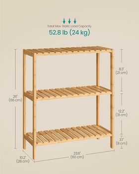 Three Tier Multipurpose Bamboo Rack Storage Shelf, 2 of 8