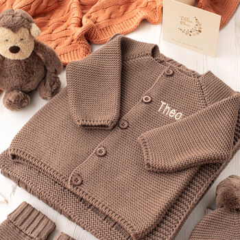 Personalised Unisex Luxury Cotton Knitted Baby Cardigan, 9 of 12