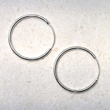 Sterling Silver 20mm Hoop Earrings, 2 of 4