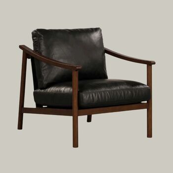 Norman Black Leather Armchair, 2 of 6