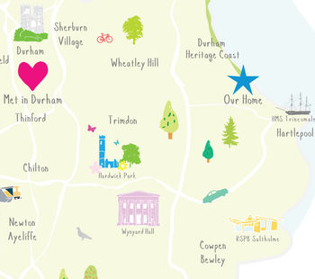 Personalised County Durham Map: Add Favourite Places, 3 of 4