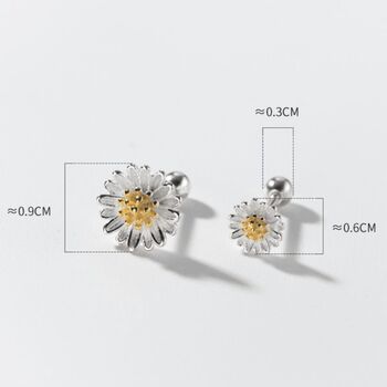 Sterling Silver Daisy Stud Earrings, 4 of 5